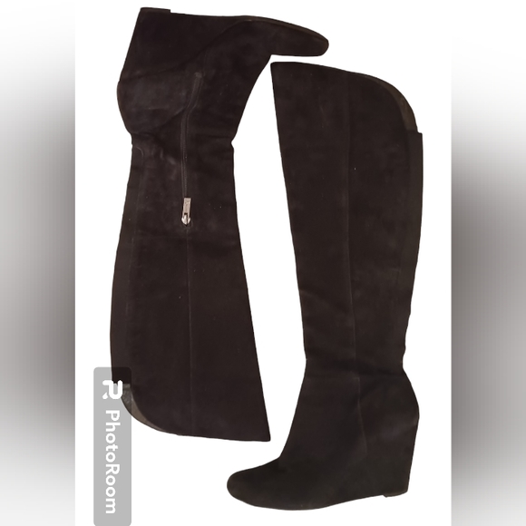 Jessica Simpson Black Suede Tall boot size 9/ Wedge heel - Picture 2 of 8